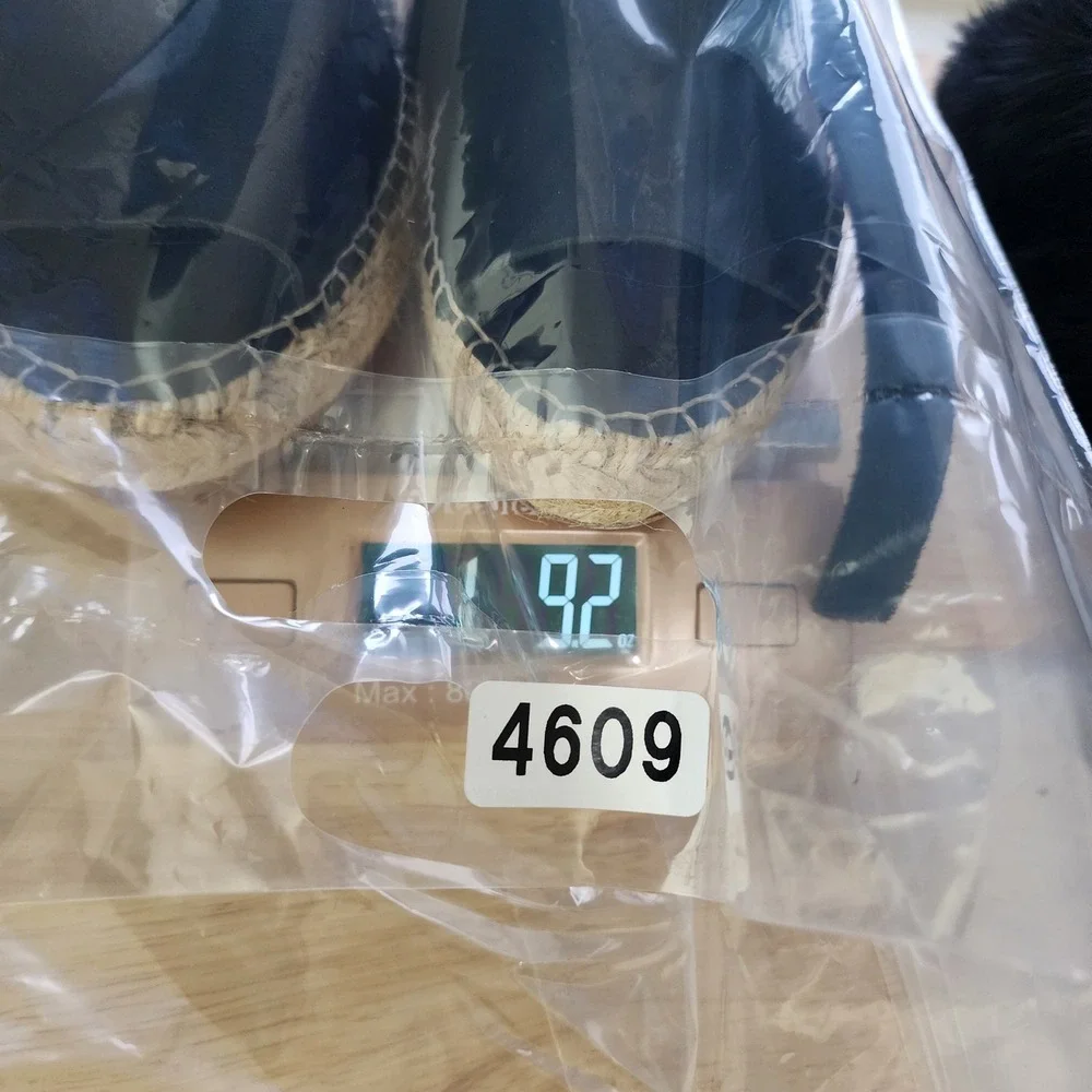 Ilse Jacobsen Hornbaek Black Leather Espadrille Sandals Made in Spain Size 39